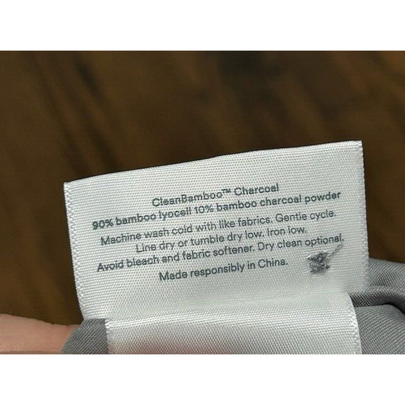 Ettitude Sateen Long Sleeve Pajama PJ Shirt Bamboo Button Front Gray Large NEW - Picture 7 of 10